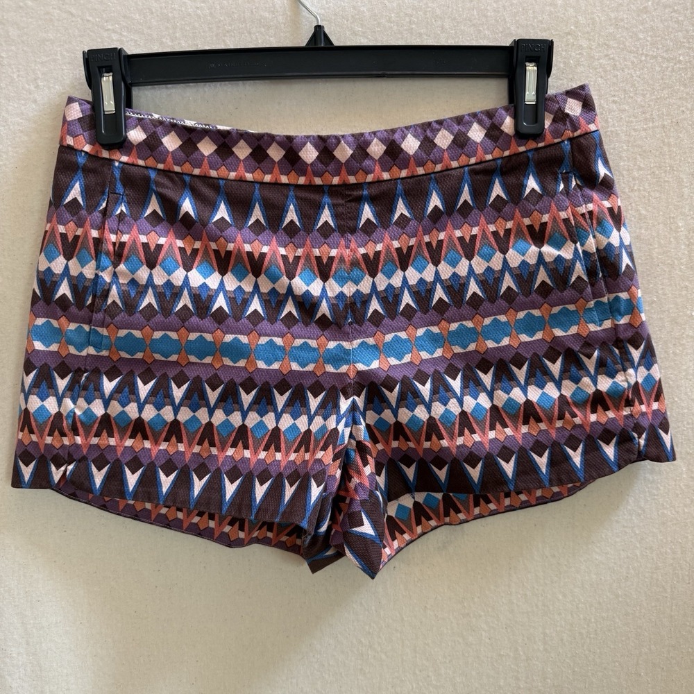 J Crew Shorts Tribal Print Back Zipper Cotton Stretch‎ A6430 Womens 6